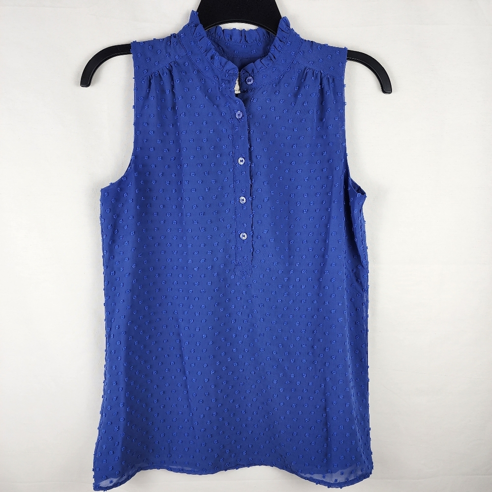 JCrew Swiss Dot Chiffon Sleeveless Blouse (0)